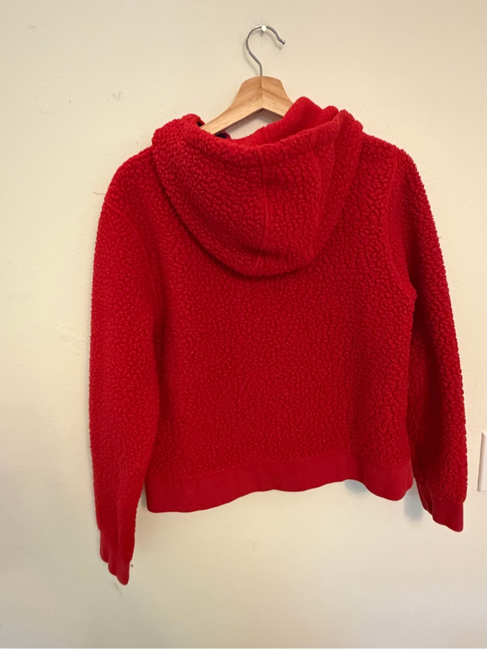 J. Crew Red Sherpa Hoodie 1/4 zip color block pink and purple vintage - Picture 4 of 5